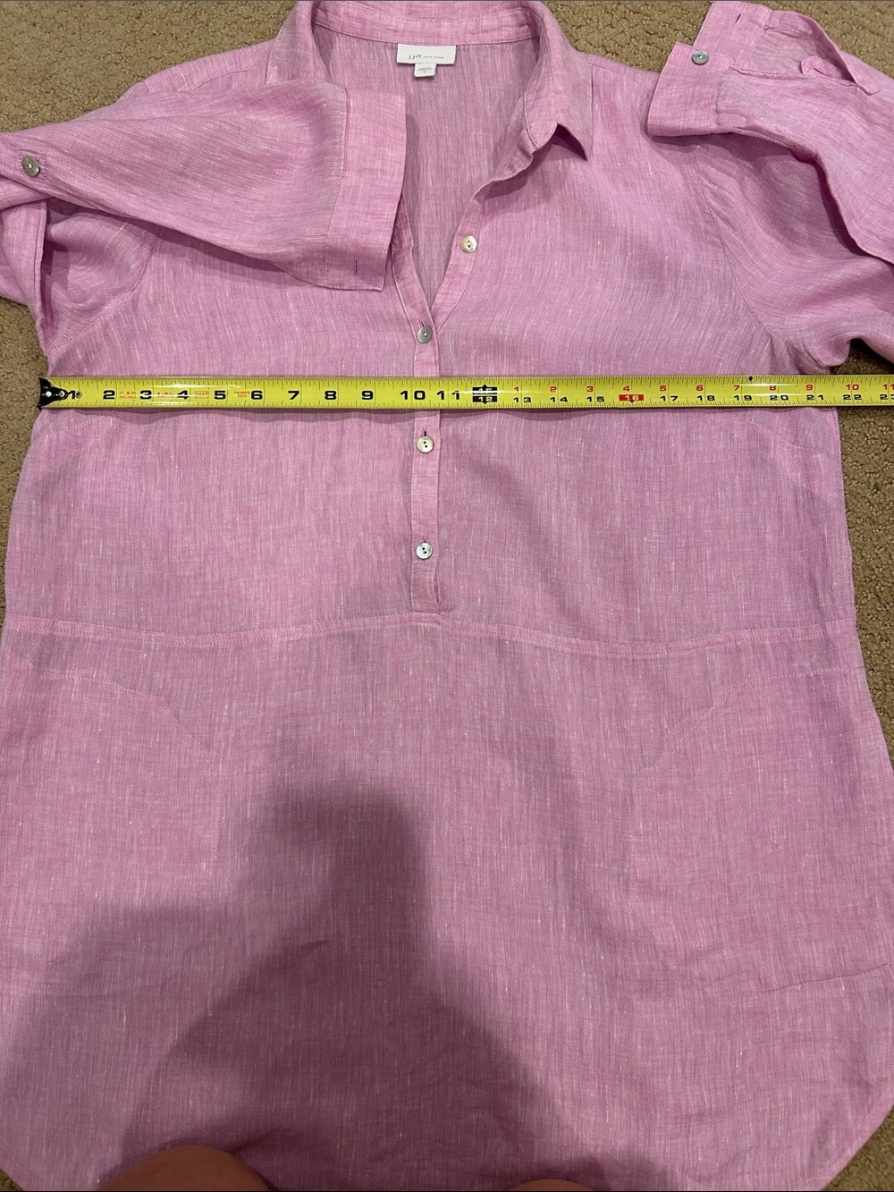 J. Jill Long-Sleeve Button-Front Linen Tunic in Lilac - Picture 11 of 15